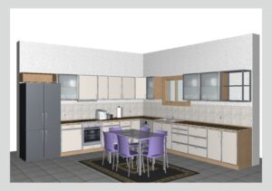 Γωνιακή Κουζίνα σε 3D απεικόνιση - Σχεδιαση Κουζινας