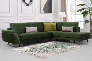 Γωνιακός καναπές με ξύλινη βάση - Κυπαρισσί χρώμα