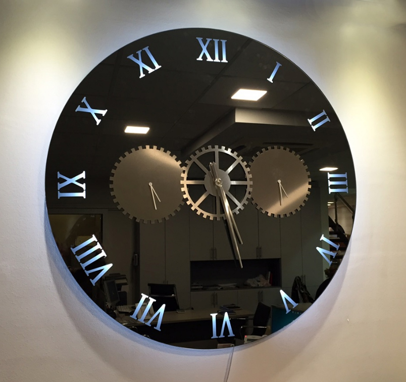 Καθρέπτης τοίχου ρολόι με φωτισμό Led Έπιπλο Καπατζά Διακόσμηση Σ180