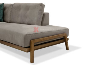 Γωνιακός καναπές με μασίφ ξύλινη βάση