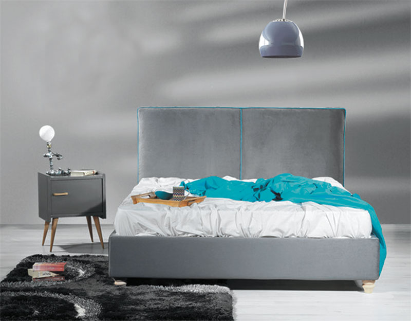 Κρεβάτι ντυμένο υπέρδιπλο με βελουτέ ύφασμα Έπιπλο Καπατζά