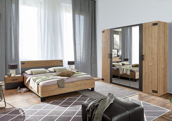 Κρεβατοκαμαρα με πενταφυλλη ντουλαπα ανοιγομενη με καθρεπτη-Επιπλα κρεβατοκαμαρας Καπατζας