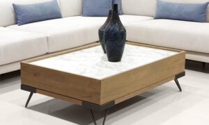 Τραπεζάκι σαλονιού με όψη White Marble