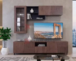 Σύνθεση τηλεόρασης με Ρουστίκ δρυ και λάκα