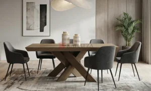 Τραπεζαρία σαλονιού σε Δρυ με πολυμορφική βάση