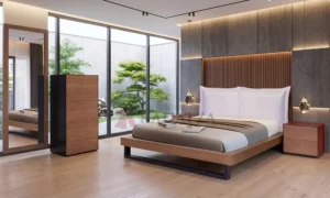 Σετ κρεβατοκάμαρας με ντυμένο κρεβάτι