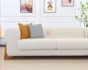 Μοντέρνο γωνιακό σαλόνι με ξύλινα πόδια