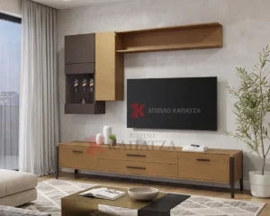 Σύνθεση τηλεόρασης σε δρυ με λάκα