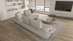 Γωνιακός καναπές σε minimal σχεδιασμό