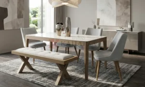 Μοντέρνο σετ τραπεζαρίας με παγκάκι