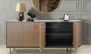 Μπουφές σαλονιού με κεραμικό και μεταλλικά πόδια