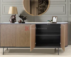 Μπουφές σαλονιού με κεραμικό και μεταλλικά πόδια
