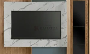 Σύνθεση τηλεόρασης σε δρυ με όψη κεραμικού.