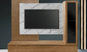 Σύνθεση τηλεόρασης σε δρυ με όψη κεραμικού.