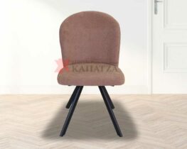 Καρέκλα τραπεζαρίας σαλονιού. Με μοντέρνο μπουκλέ ύφασμα και μεταλλικά πόδια.