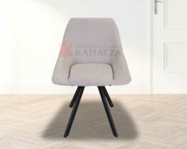 Καρέκλα τραπεζαρίας σαλονιού. Με μοντέρνο μπουκλέ ύφασμα και μεταλλικά πόδια.
