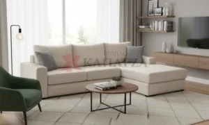Γωνιακό σαλόνι σε μοντέρνο και λιτό design, με καθαρές γραμμές