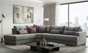 Σαλόνι με γωνιακή διαμόρφωση και διακριτικές ραφές