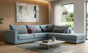 Πολυμορφικό σαλόνι γωνία Luxe Corner με σκαμπό