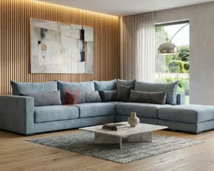 Πολυμορφικό σαλόνι γωνία Luxe Corner με σκαμπό