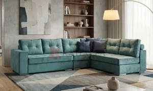 Σαλόνι γωνία με καπιτονέ μαξιλάρια πλάτης