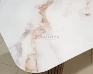 Τραπέζι με Όψη Μαρμάρου & Ξύλινη Ραμποτέ Βάση