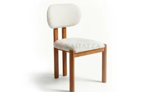 Μοντέρνα Καρέκλα Τραπεζαρίας από Μασίφ Ξύλο με Επένδυση Μπουκλέ (Bouclé)