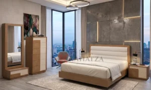 Κρεβατοκάμαρα σε δρυ με Ύφασμα και λάκα