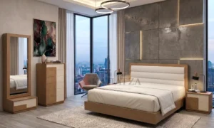 Κρεβατοκάμαρα σε δρυ με Ύφασμα και λάκα