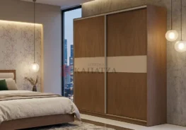 Δίφυλλη συρόμενη ντουλάπα σε Ξύλο Δρυ