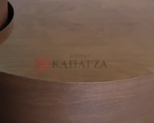 Σετ 3 τραπεζάκια σαλονιού σε ξύλο δρυ και όψη Πωρόλιθου
