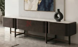Έπιπλο τηλεόρασης από ξύλο δρυ με επιφάνεια όψης μαρμάρου