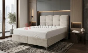 Κρεβάτι ντυμένο ύφασμα Easy Clean και αποθηκευτικό χώρο