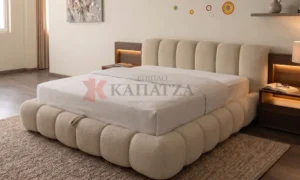Ντυμένο buble κρεβάτι με ύφασμα μπουκλέ και αποθηκευτικό χώρο