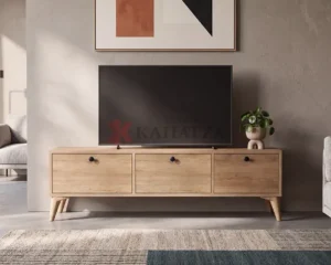 Έπιπλο Τηλεόρασης με 3 Συρτάρια & Mid-Century Design